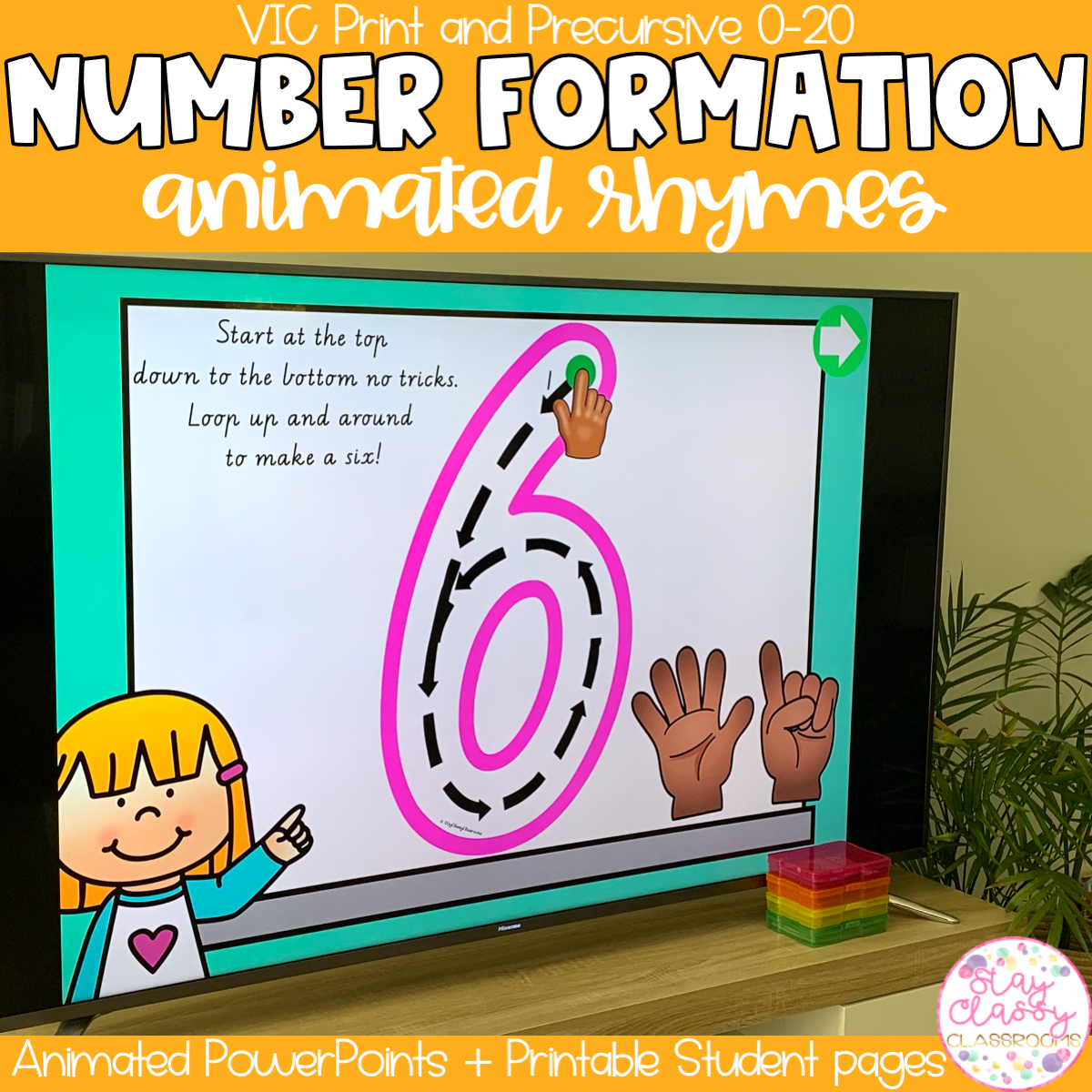 Number Formation Rhymes Animated PowerPoint VIC Print Precursive Numbers 0 20 Stay Classy Classrooms