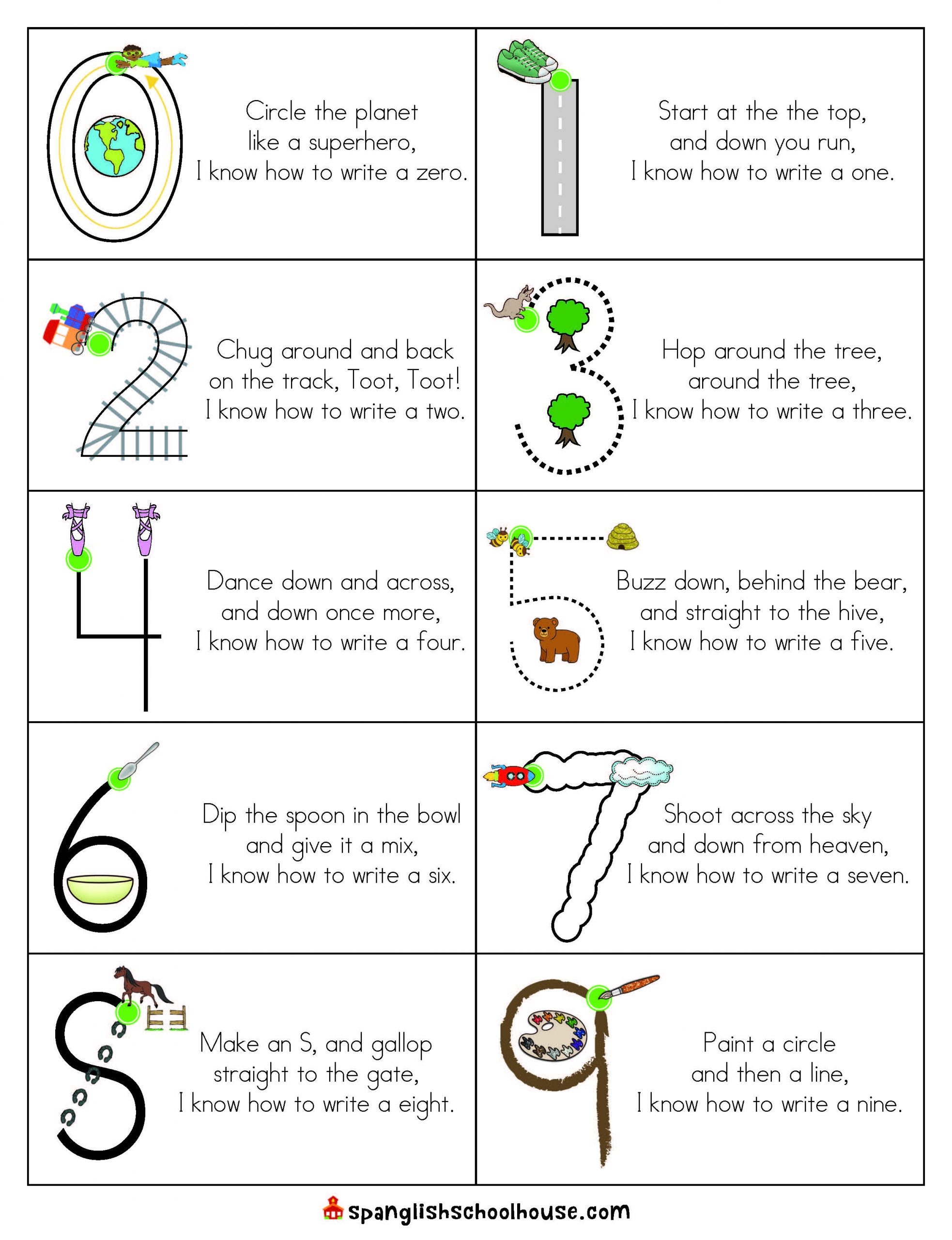 Number Formation Rhymes Printable