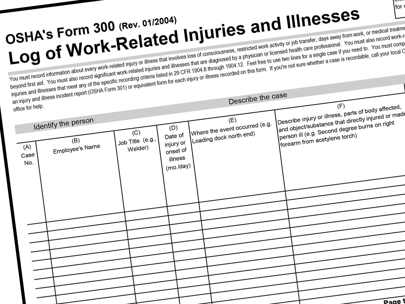 Printable Osha 300a Form