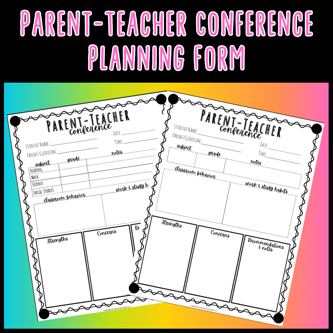 Parent Teacher Conference Planning Template The Principal Exchange