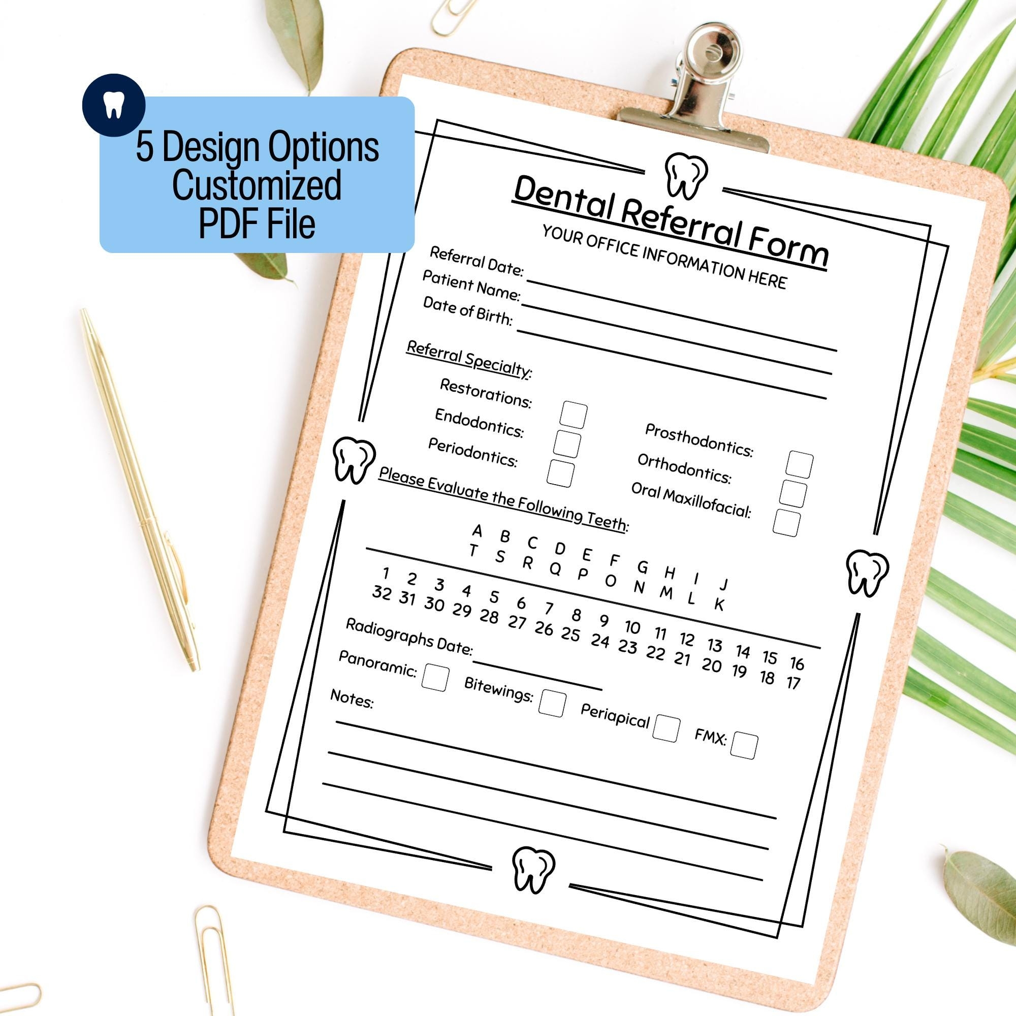 Personalized Dental Referral Form For Dental Office Form New Dentist Pediatric Dentist Orthodontist Periodontist Endodontist Printable PDF Etsy Canada