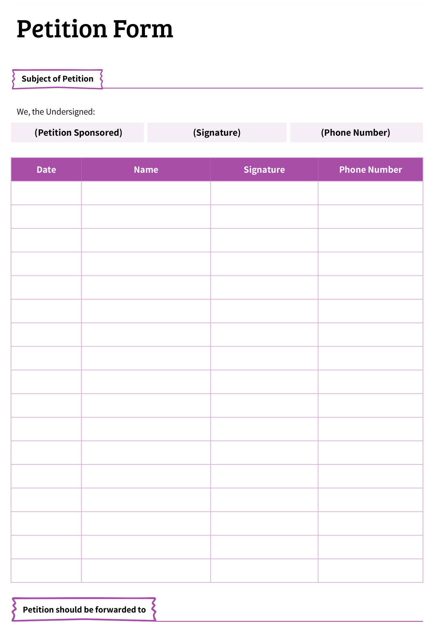 Petition Signature Form Google Slides PowerPoint Highfile