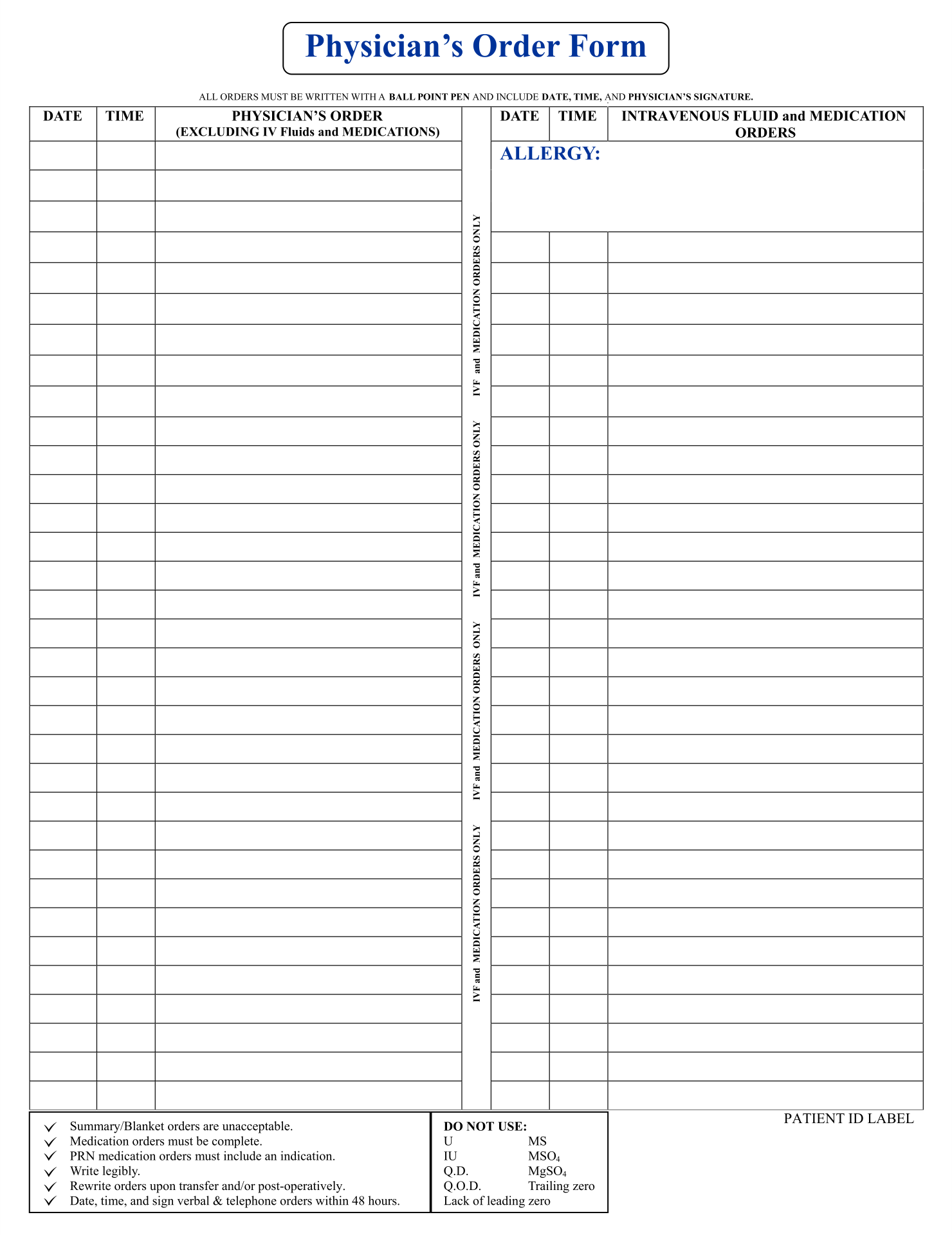 Physician Order Sheet 10 Free PDF Printables Printablee