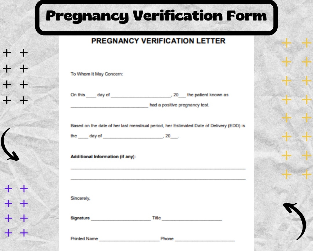 Pregnancy Verification Pregnancy Verification Form Pregnancy Verification Template DOCX PDF Etsy