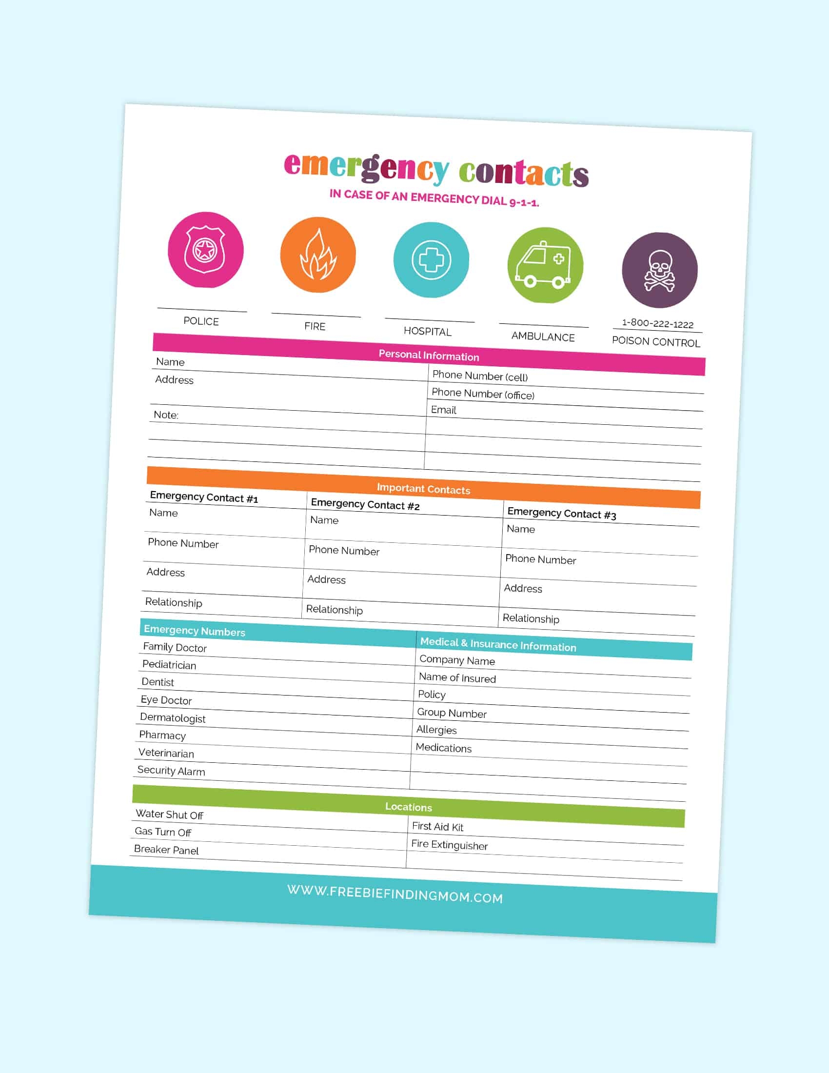 Printable Simple Emergency Contact Form