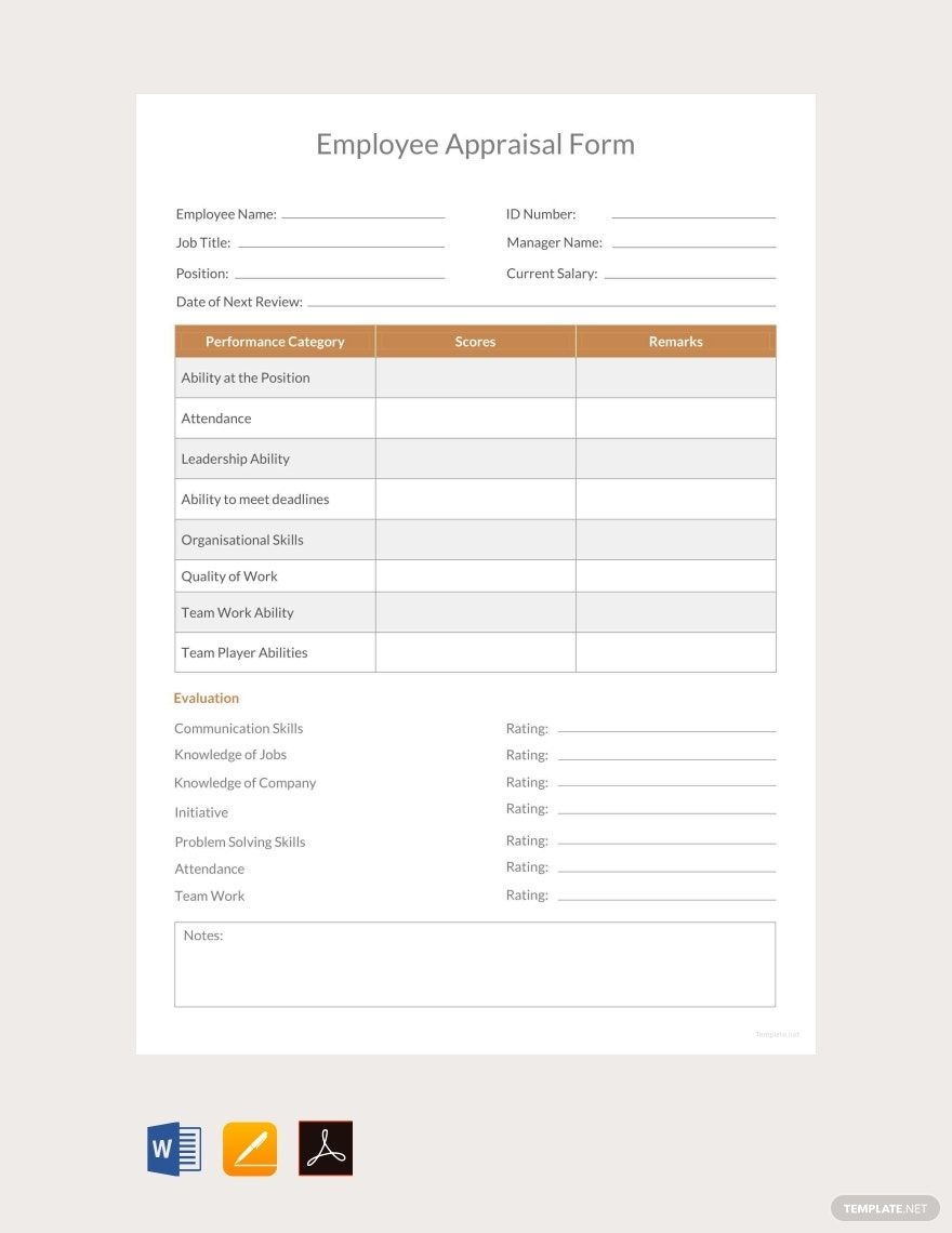 Printable Employee Evaluation Form