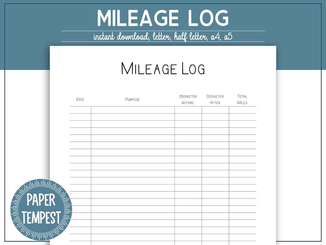 Pdf Free Printable Mileage Log Form