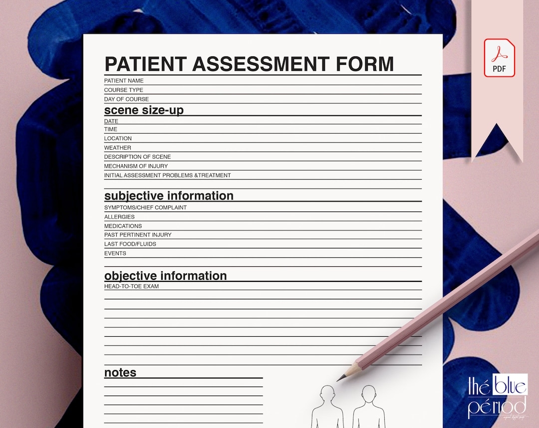 Printable Patient Assessment Form Etsy UK