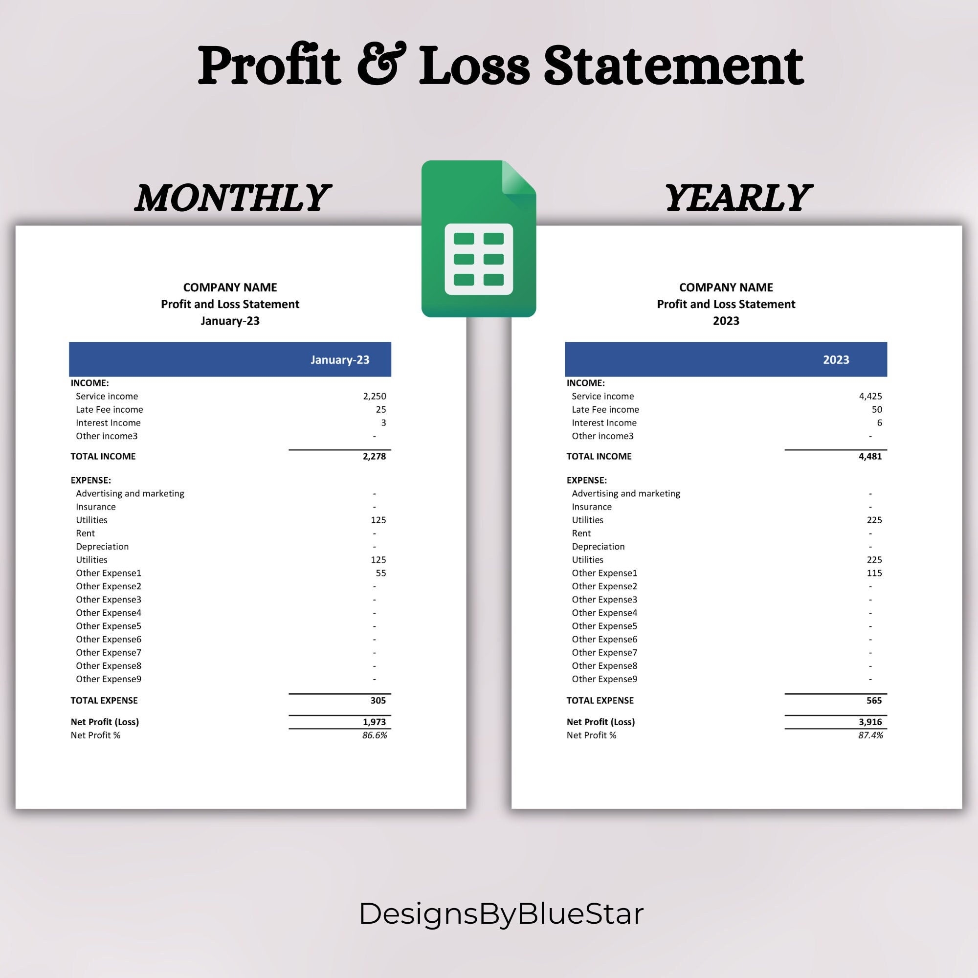 Printable Profit And Loss Form Profit And Loss Statement Template Profit And Loss Template For Small Business Income Statement Form Etsy Canada