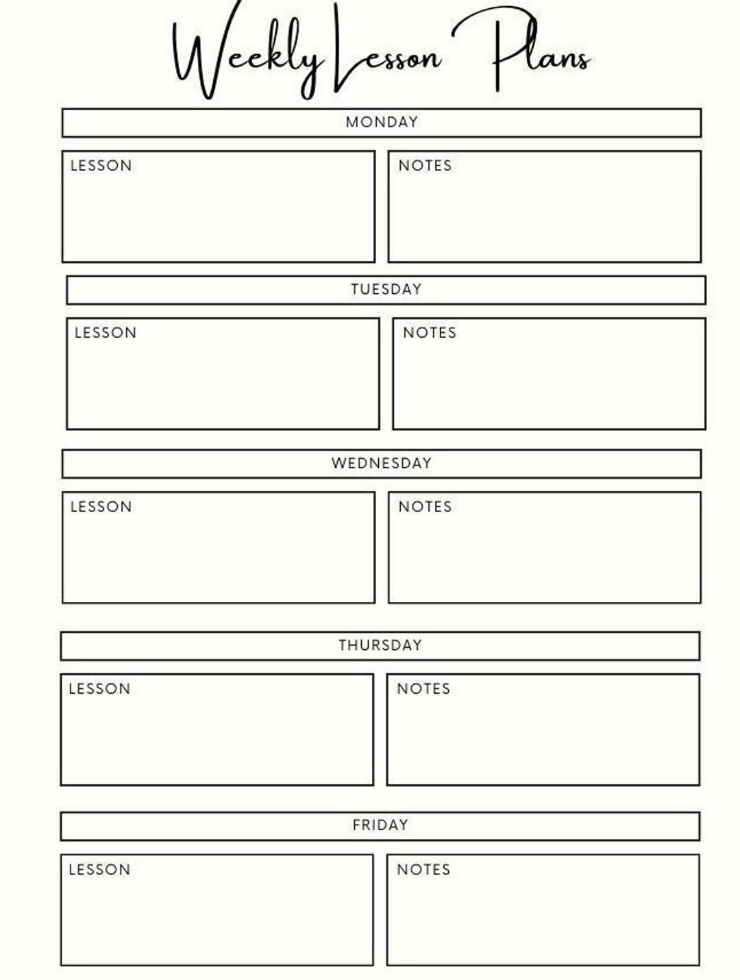 Lesson Plan Format Printable