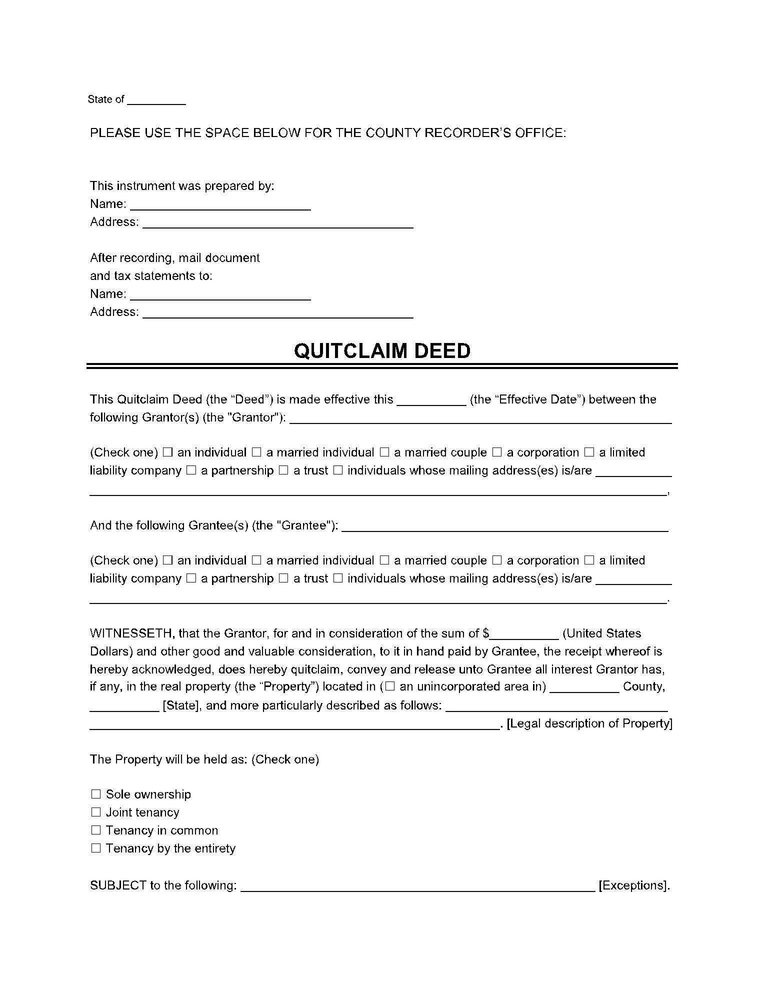 Quit Claim Deed Form Get Your Free Sample Now CocoSign