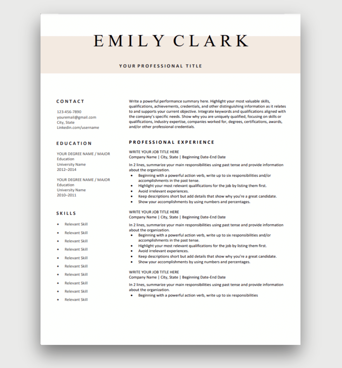 Resume Templates Free Download Customize In Microsoft Word
