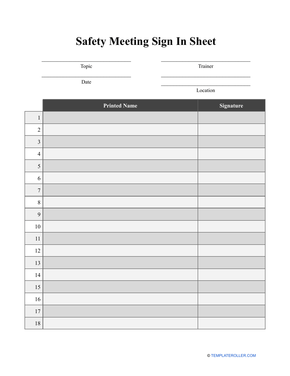 Free Printable Safety Meeting Forms