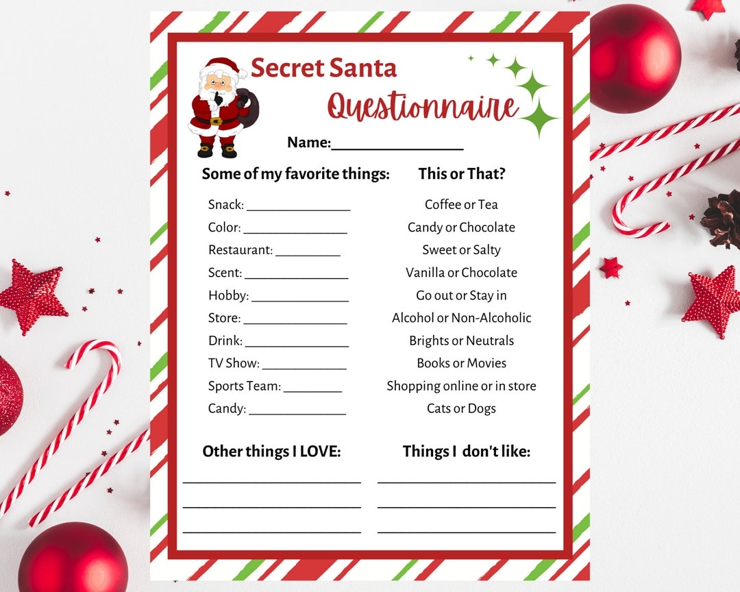 Secret Santa Form Free Printable