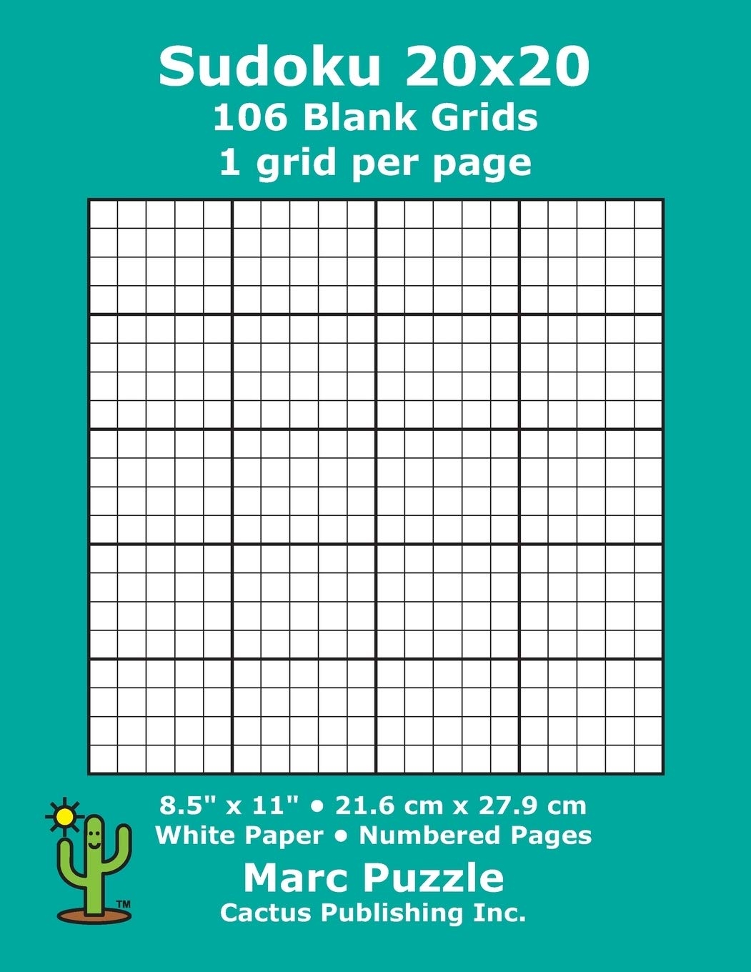 Sudoku 20x20 106 Blank Grids 1 Grid Per Page 8 5 X 11 216 X 279 Mm White Paper Page Numbers Number Place Su Doku Nanpure 20 X 20 Puzzle Template Boards 