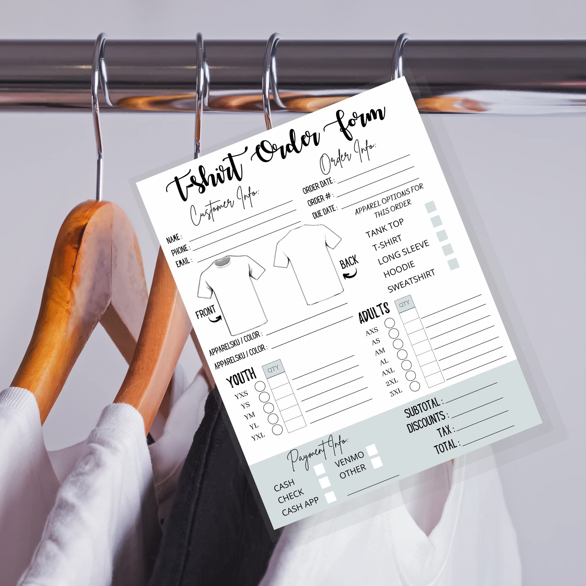 T Shirt Customized Order Form Hoodie Template Business Invoice 75 Pack 8 5 X 11 Inch Logbook Printable For Small Business New Orders Vinyl Stickers Sublimation Amazon de Stationery Office Supplies