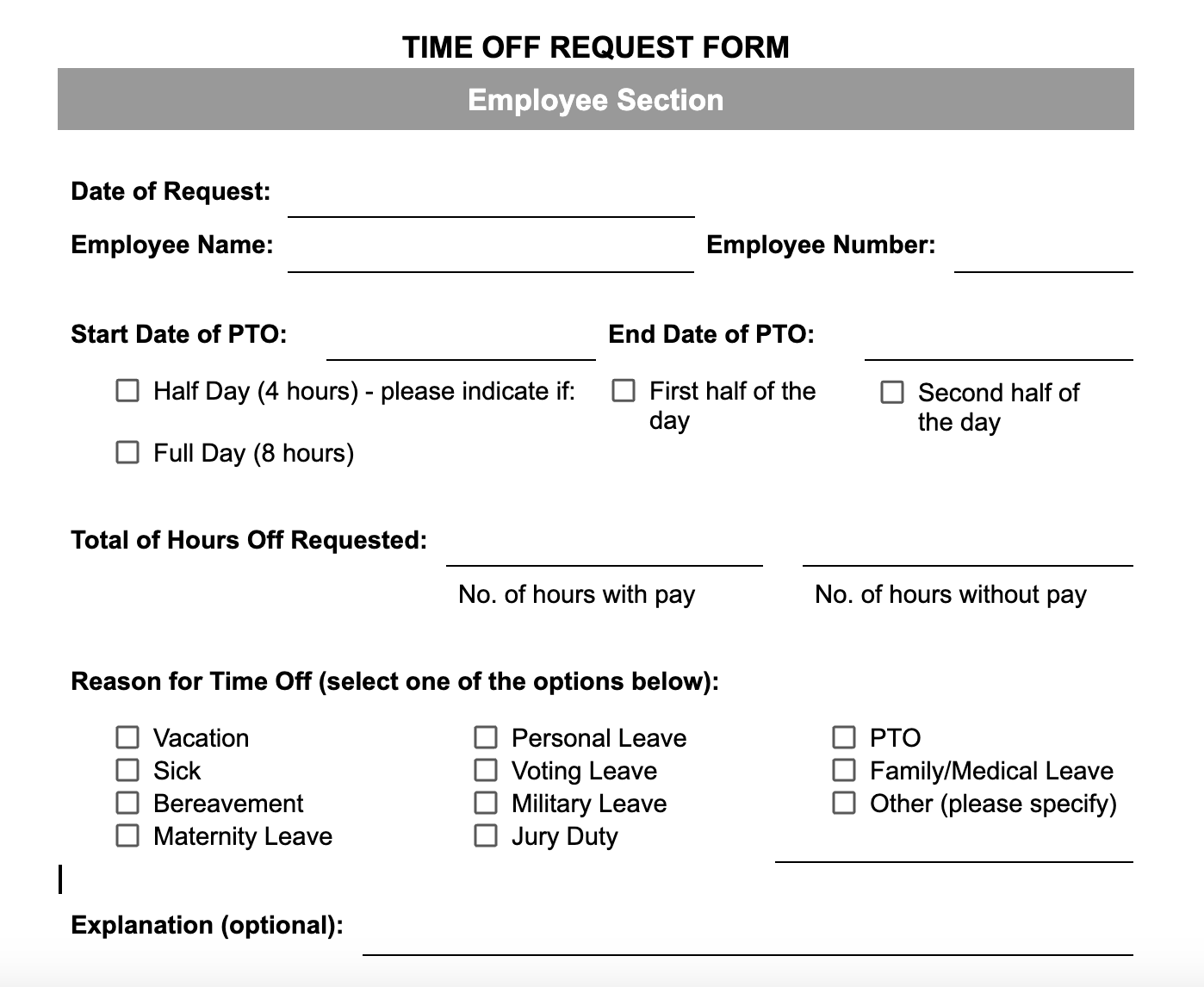 Time Off Request Form What To Include Free Template
