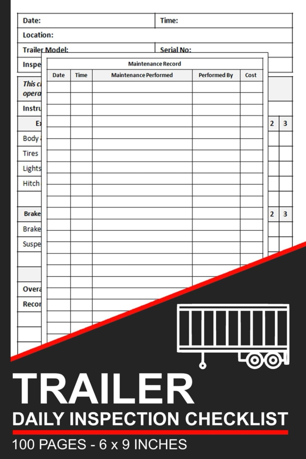 Trailer Daily Inspection Checklist Trailer Pre Trip Inspection Report Book Trailer Safety And Maintenance Inspection Forms Publishing Lsam Fa Amazon de B cher