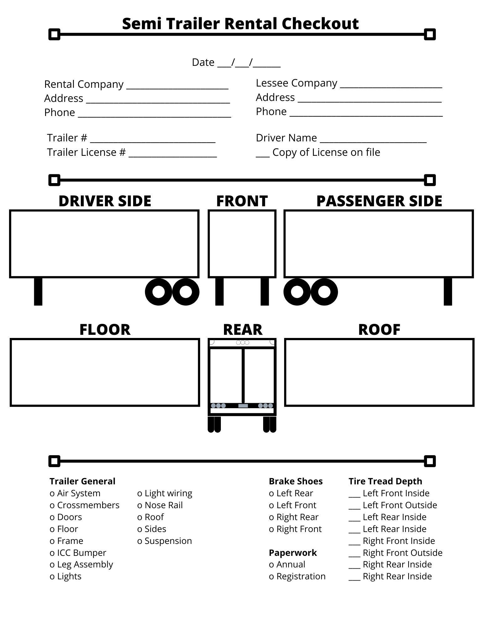 Trailer Rental Checkout Form Etsy UK