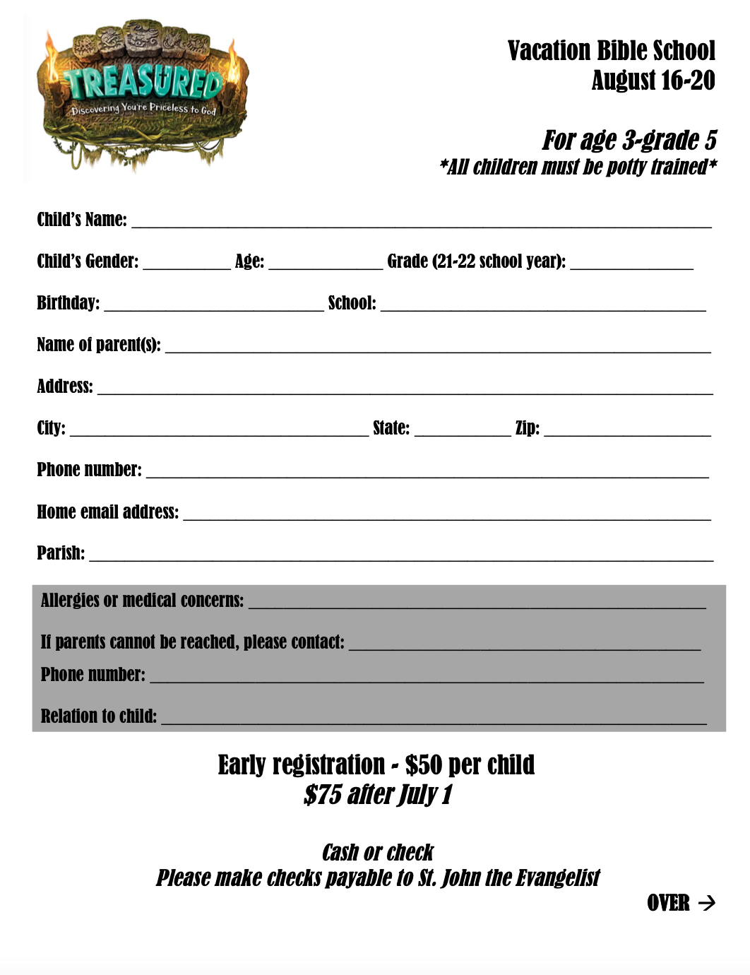 VBS Registration 2021