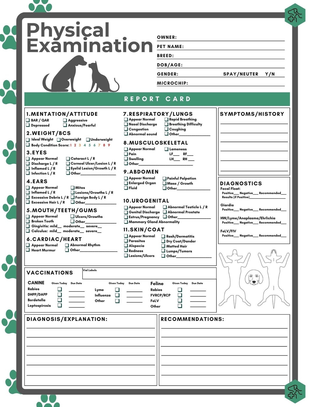 Vet Ocupe Triage Sheet