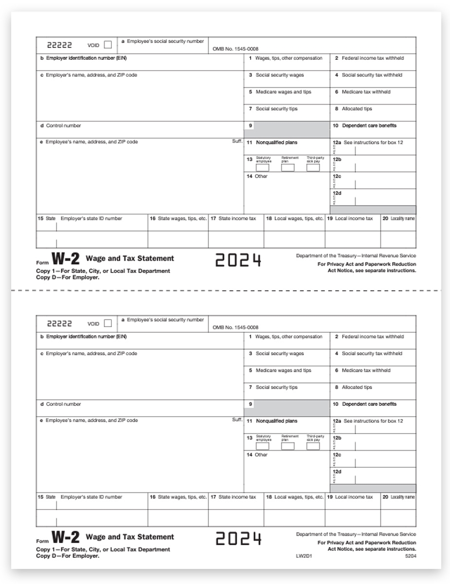 W2 Tax Forms 3up Employee Copies B C 2 DiscountTaxForms