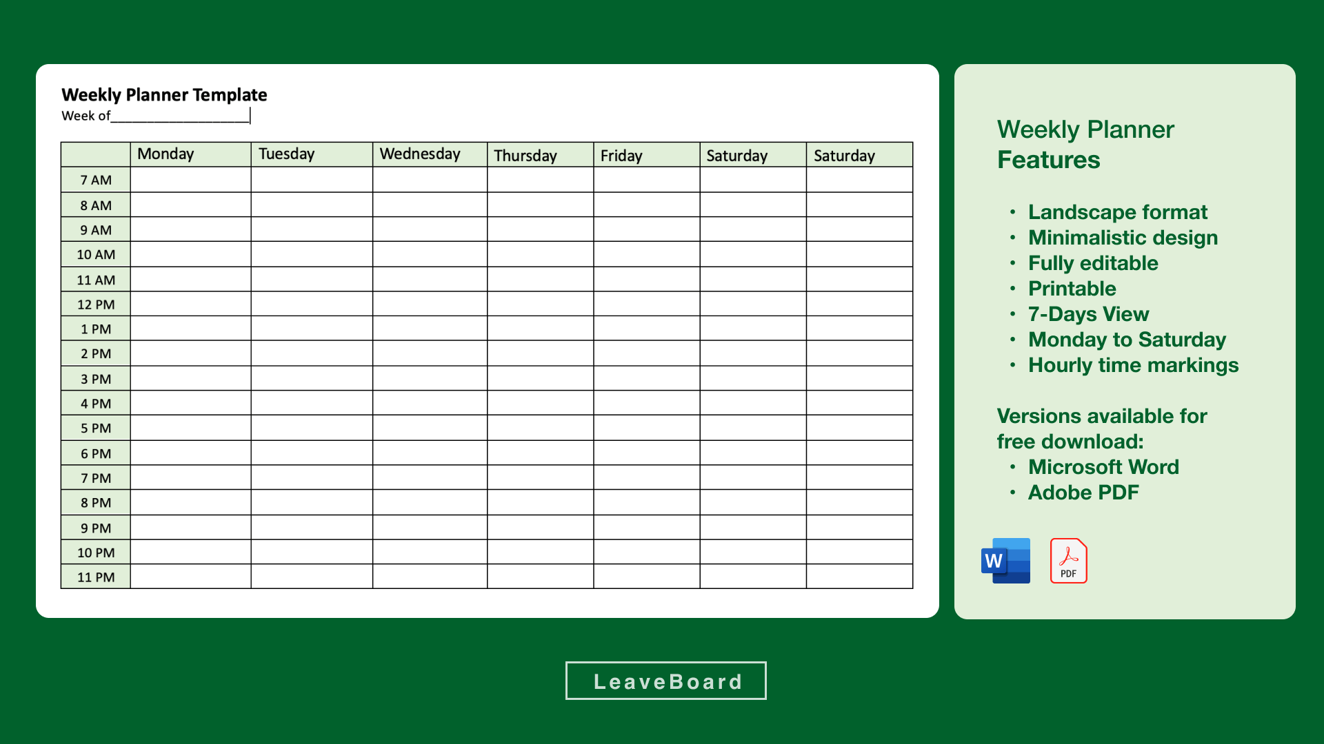 Weekly Planner Printable Template