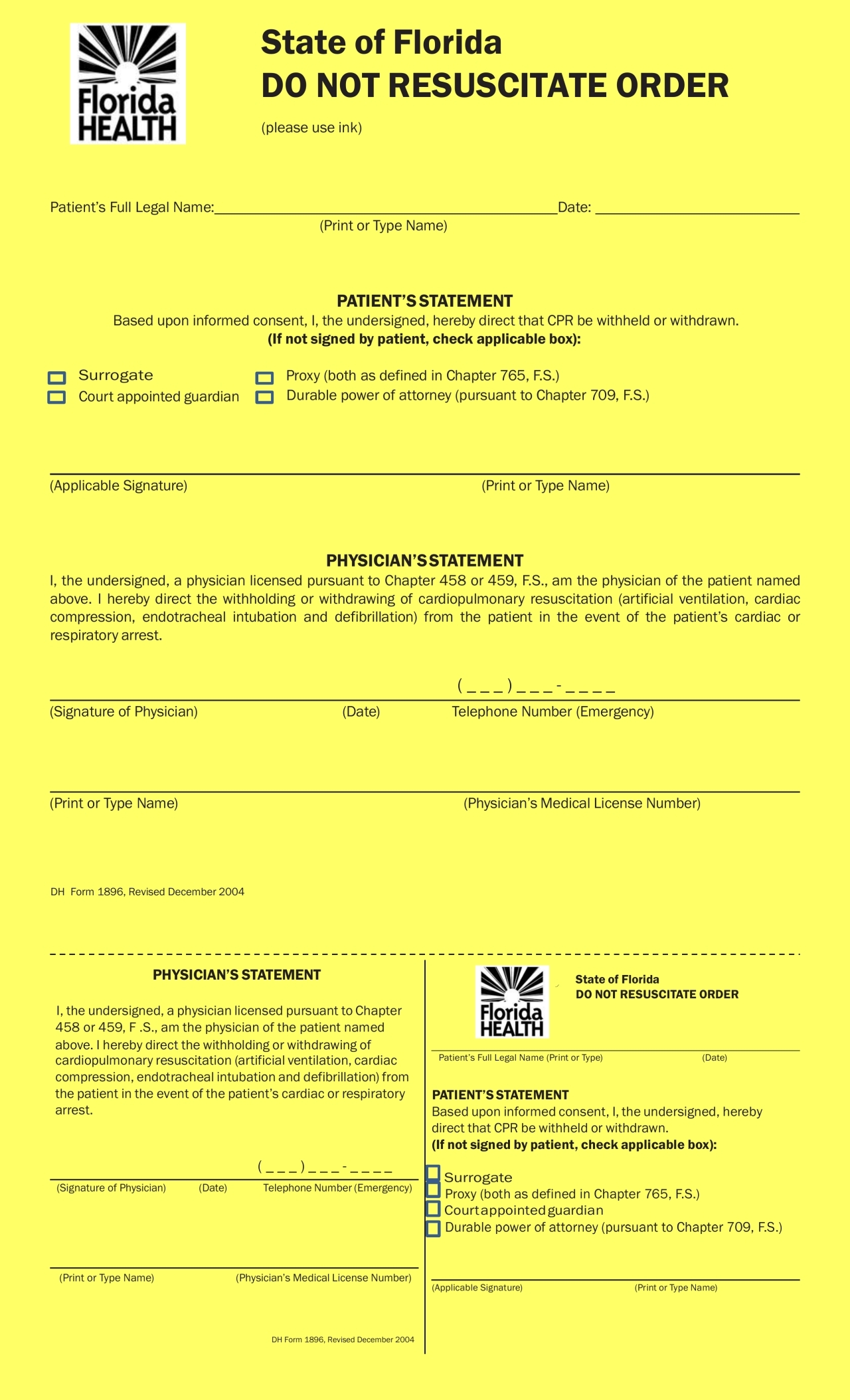 Printable Do Not Resuscitate Form