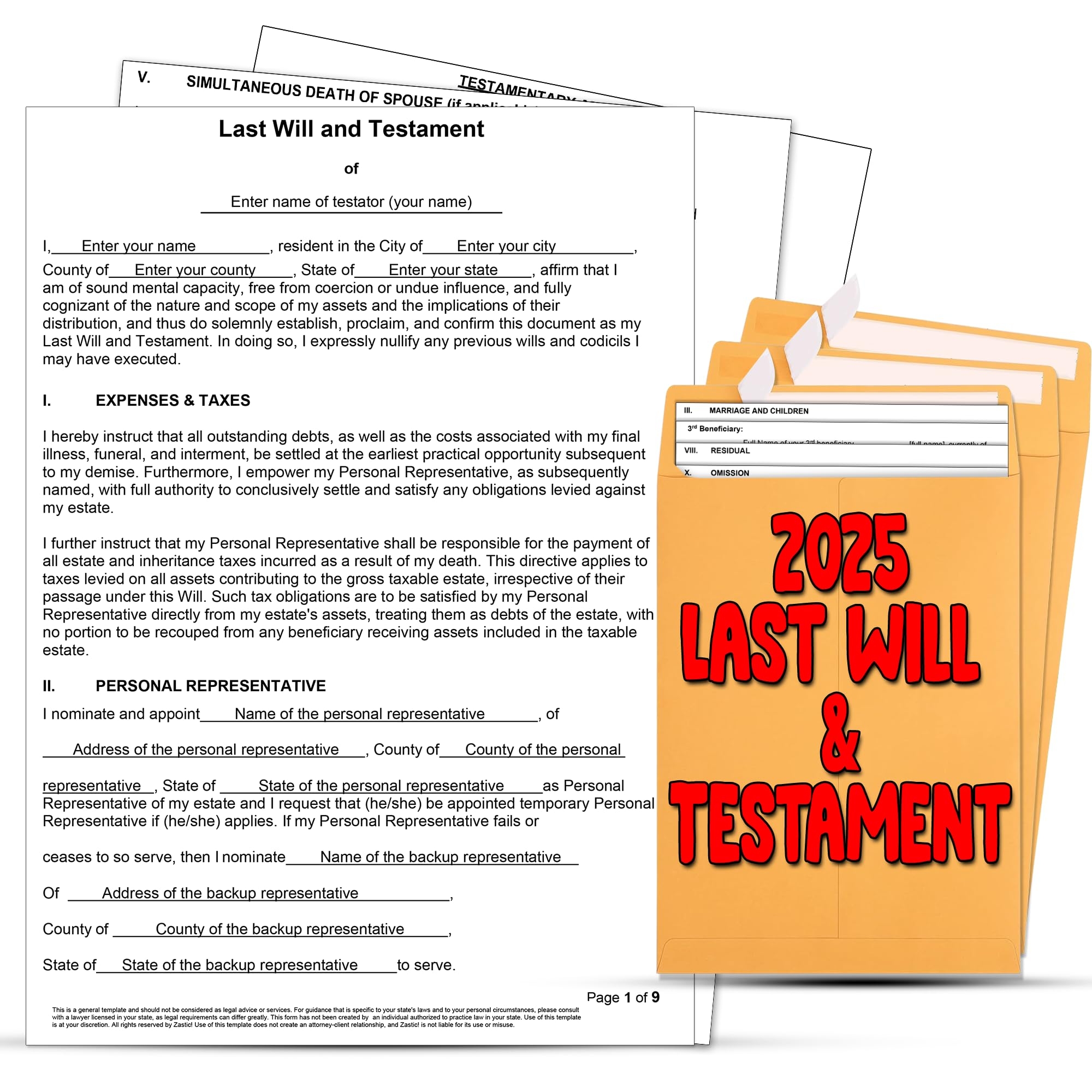 Zastic 2024 Last Will And Testament Kit Blank Legal Last Will Testament Paper Forms Simple Do